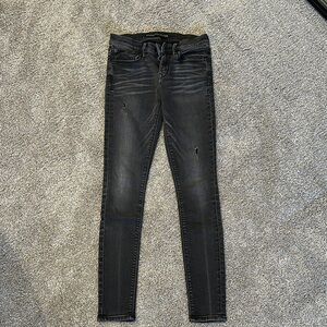 Express Dark Grey/Faded Black Jeggings with Light Distressing